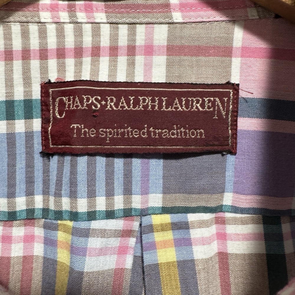 Vintage Chaps Ralph Lauren Long Sleeve Button Down Shirt Mens‎ Pink Plaid - Picture 5 of 7